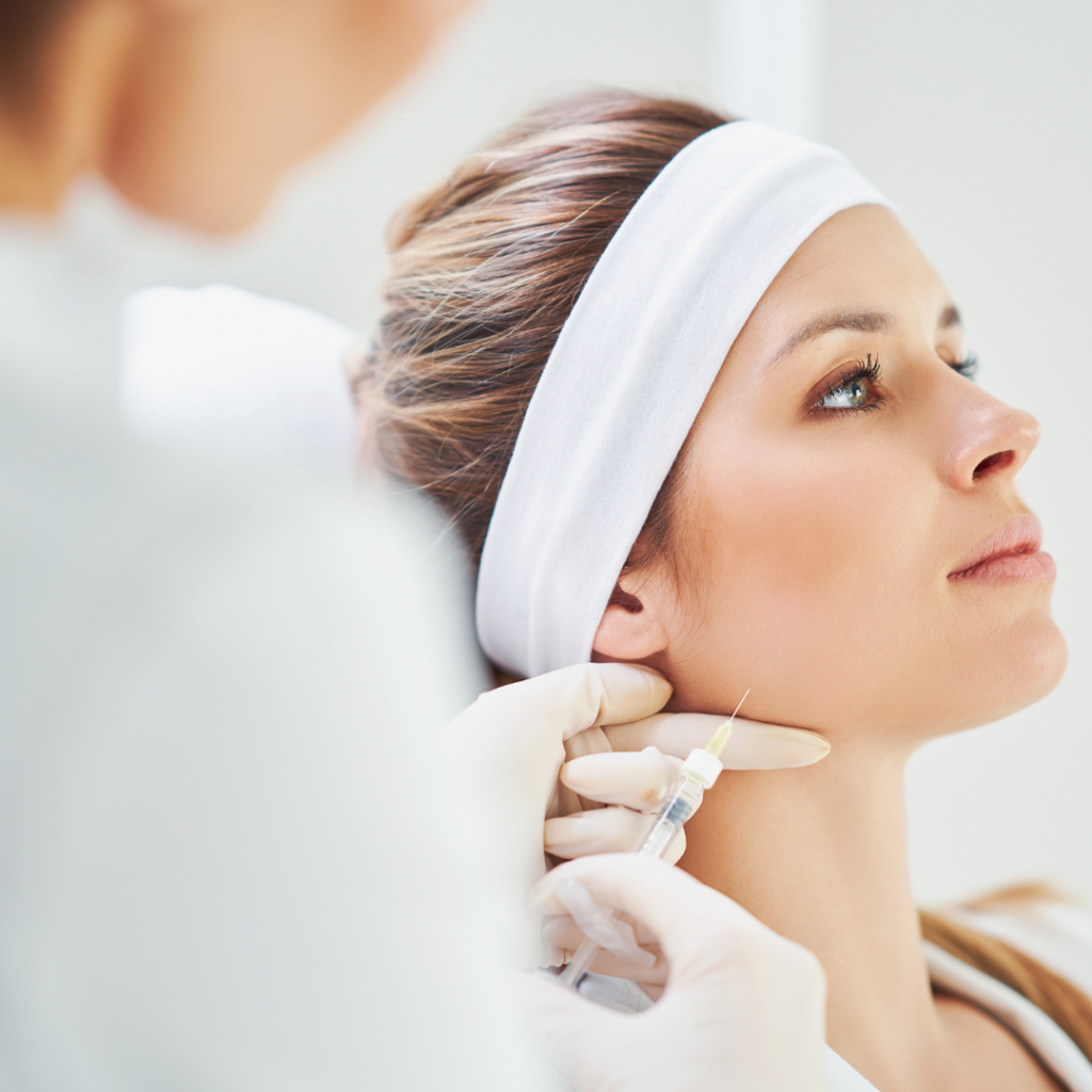 women having botox and derma fillers for treatment of sagging jowls